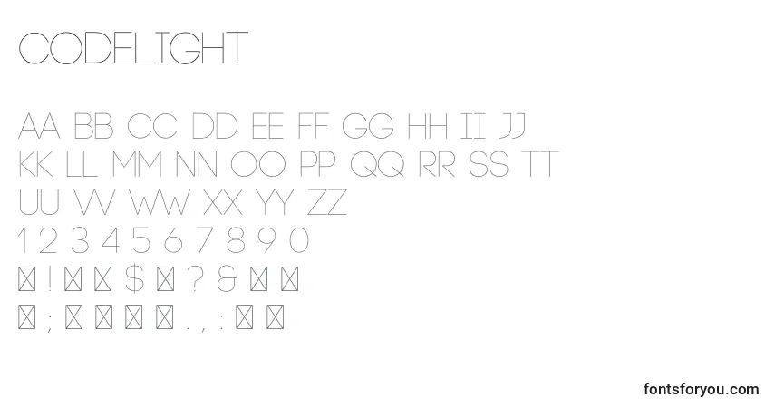 Schriftart CodeLight (24653) – Alphabet, Zahlen, spezielle Symbole