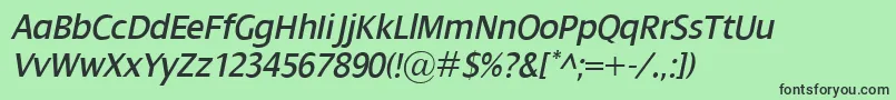 DialogItalic Font – Black Fonts on Green Background