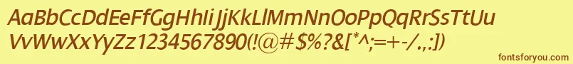 DialogItalic Font – Brown Fonts on Yellow Background