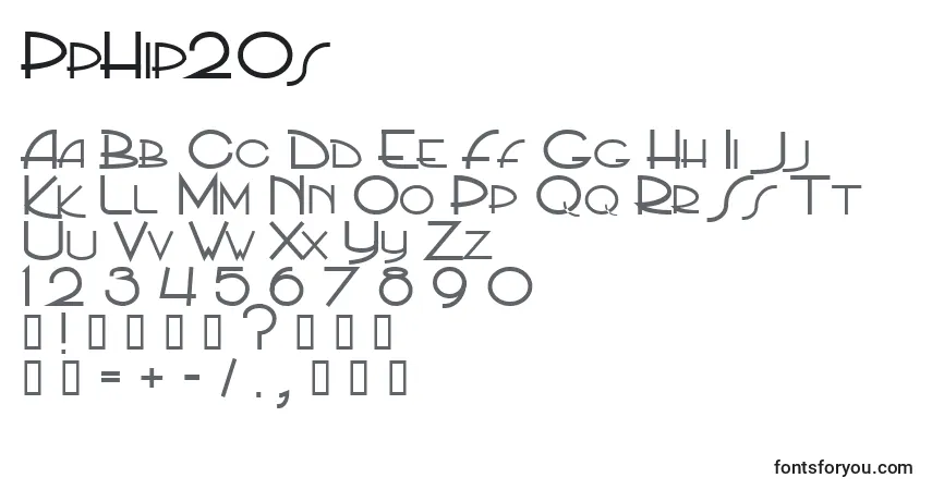 Schriftart PpHip20s – Alphabet, Zahlen, spezielle Symbole