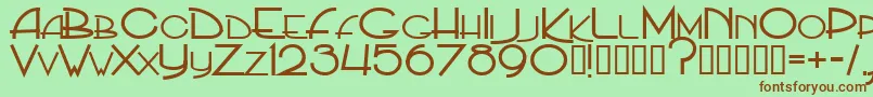 フォントPpHip20s – 緑の背景に茶色のフォント