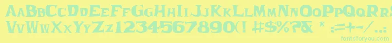 フォントFranticJl – 黄色い背景に緑の文字
