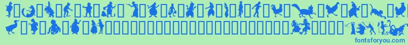 SilhouetteTM-Schriftart – Blaue Schriften auf grünem Hintergrund