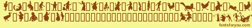 フォントSilhouetteTM – 茶色の文字が黄色の背景にあります。