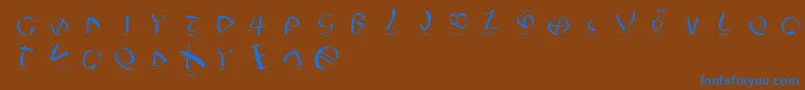 フォントPetrifreefaces – 茶色の背景に青い文字