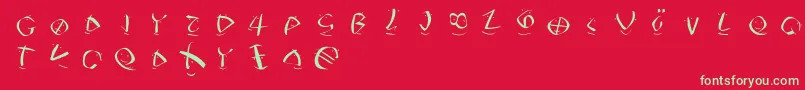フォントPetrifreefaces – 赤い背景に緑の文字