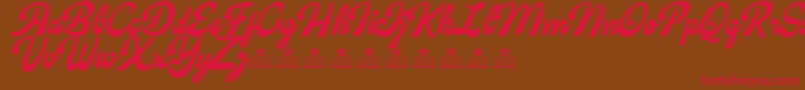 CandyShopBlackPersonalUse-fontti – punaiset fontit ruskealla taustalla