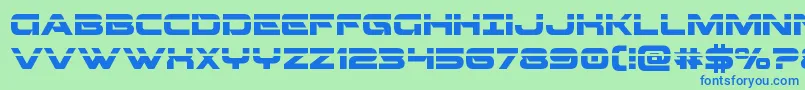 フォントBeamweaponlaser – 青い文字は緑の背景です。