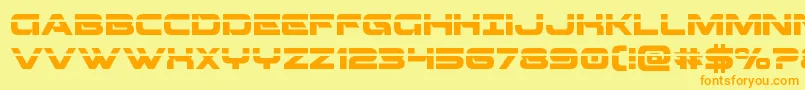 Beamweaponlaser-Schriftart – Orangefarbene Schriften auf gelbem Hintergrund
