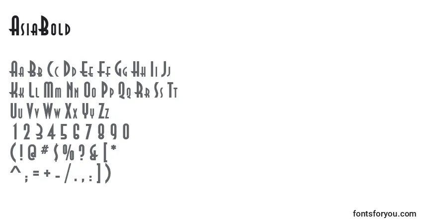 Шрифт AsiaBold – алфавит, цифры, специальные символы