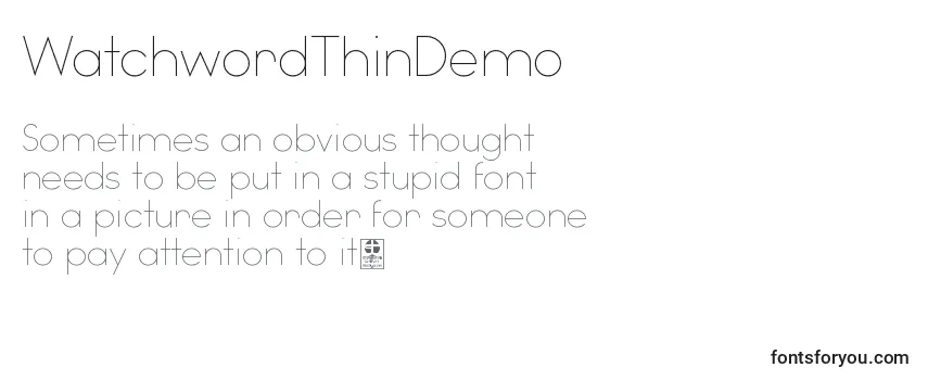 Review of the WatchwordThinDemo Font