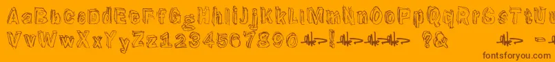 Suppenkasper-Schriftart – Braune Schriften auf orangefarbenem Hintergrund