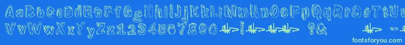 Suppenkasper Font – Green Fonts on Blue Background