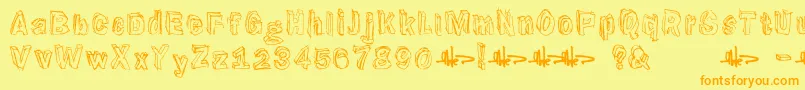 Suppenkasper-Schriftart – Orangefarbene Schriften auf gelbem Hintergrund