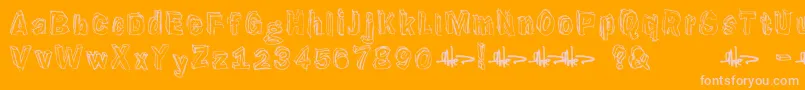 Suppenkasper-Schriftart – Rosa Schriften auf orangefarbenem Hintergrund