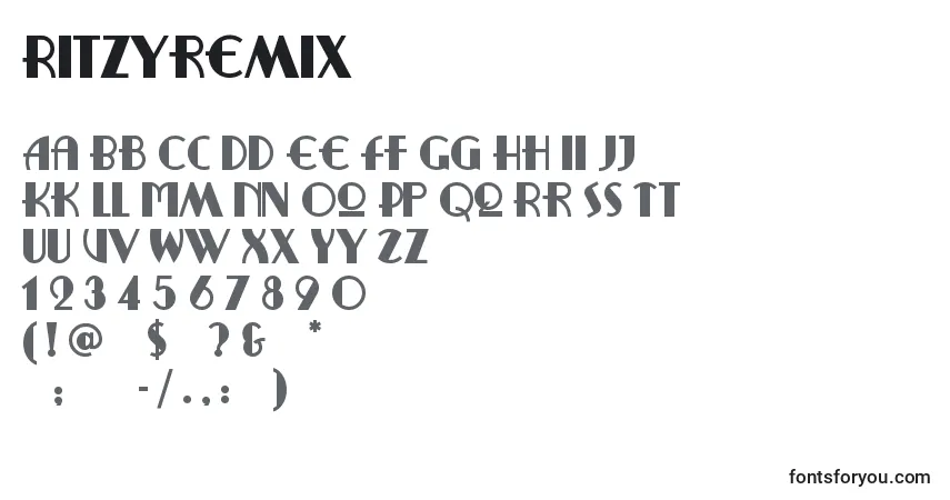 Schriftart Ritzyremix – Alphabet, Zahlen, spezielle Symbole