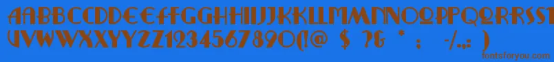Ritzyremix-Schriftart – Braune Schriften auf blauem Hintergrund