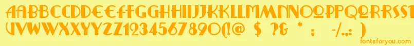Ritzyremix-Schriftart – Orangefarbene Schriften auf gelbem Hintergrund