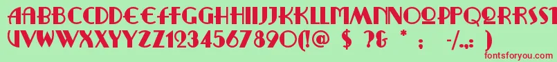 フォントRitzyremix – 赤い文字の緑の背景