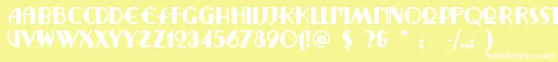 Шрифт Ritzyremix – белые шрифты на жёлтом фоне