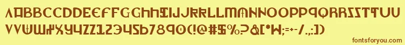 フォントLionv2 – 茶色の文字が黄色の背景にあります。