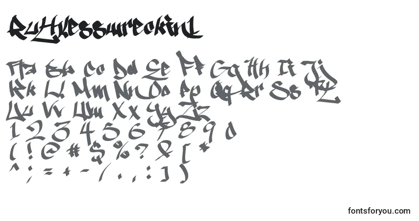 Schriftart Ruthlesswreckin1 – Alphabet, Zahlen, spezielle Symbole