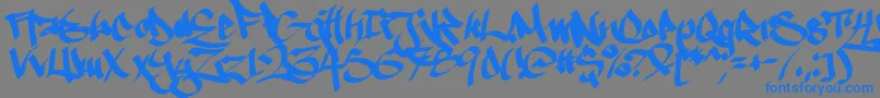 Ruthlesswreckin1 Font – Blue Fonts on Gray Background