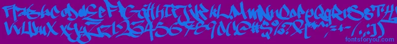 Ruthlesswreckin1 Font – Blue Fonts on Purple Background