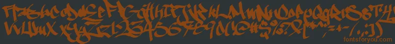 Ruthlesswreckin1-fontti – ruskeat fontit mustalla taustalla