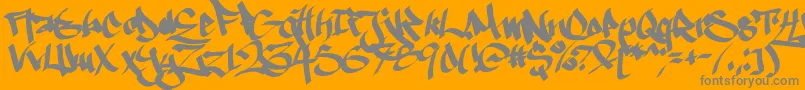 Ruthlesswreckin1-Schriftart – Graue Schriften auf orangefarbenem Hintergrund