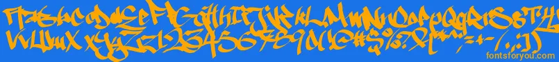 Fonte Ruthlesswreckin1 – fontes laranjas em um fundo azul