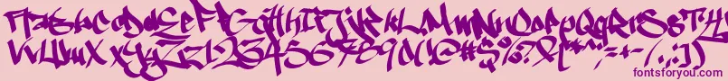 Шрифт Ruthlesswreckin1 – фиолетовые шрифты на розовом фоне