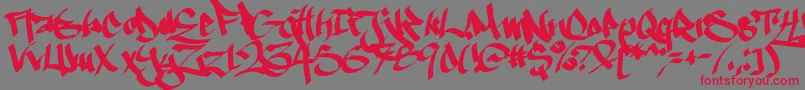 Ruthlesswreckin1-Schriftart – Rote Schriften auf grauem Hintergrund