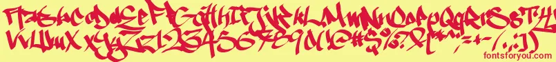 Ruthlesswreckin1 Font – Red Fonts on Yellow Background