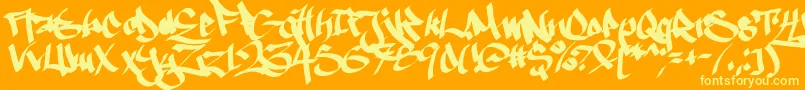 Ruthlesswreckin1 Font – Yellow Fonts on Orange Background