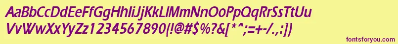 ErgoecondensedBoldItalic Font – Purple Fonts on Yellow Background