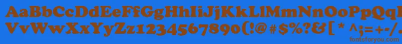 フォントCooperLtBlack – 茶色の文字が青い背景にあります。