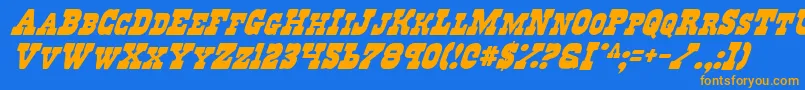 RegulatorsItalic Font – Orange Fonts on Blue Background