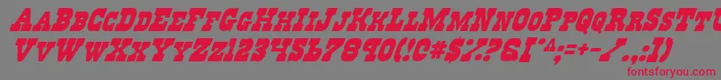 RegulatorsItalic-Schriftart – Rote Schriften auf grauem Hintergrund