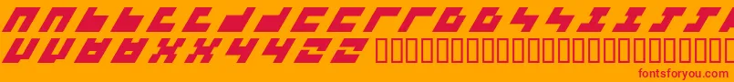 3x3Italic-Schriftart – Rote Schriften auf orangefarbenem Hintergrund