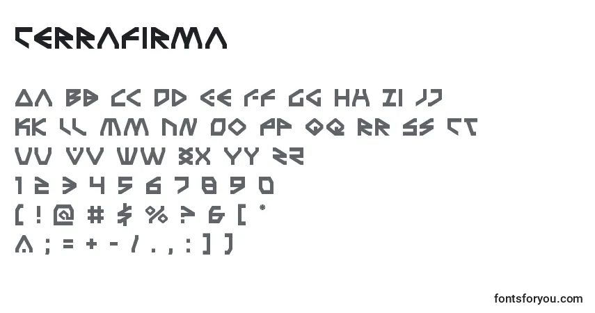 A fonte Terrafirma – alfabeto, números, caracteres especiais