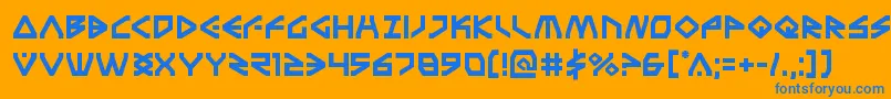 Terrafirma-Schriftart – Blaue Schriften auf orangefarbenem Hintergrund