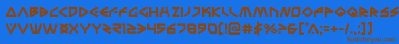 フォントTerrafirma – 茶色の文字が青い背景にあります。