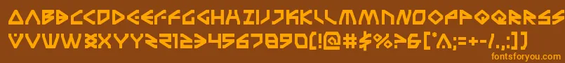 フォントTerrafirma – オレンジ色の文字が茶色の背景にあります。