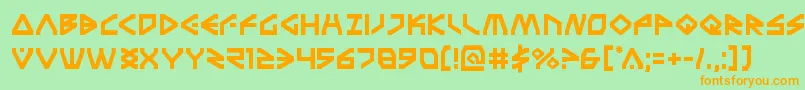 Terrafirma-Schriftart – Orangefarbene Schriften auf grünem Hintergrund