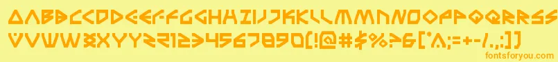 Terrafirma-Schriftart – Orangefarbene Schriften auf gelbem Hintergrund