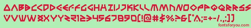 Terrafirma-Schriftart – Rote Schriften auf grünem Hintergrund