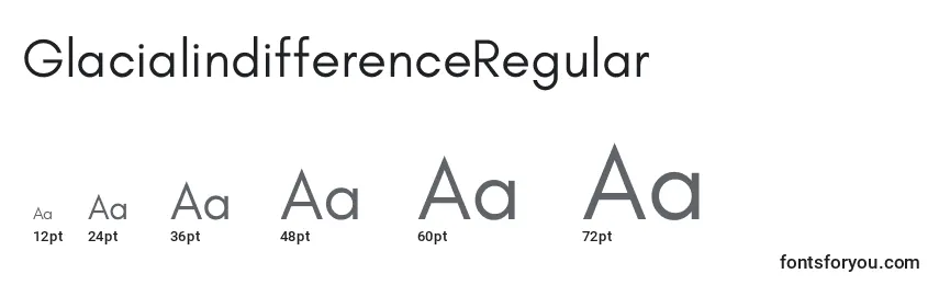 Размеры шрифта GlacialindifferenceRegular