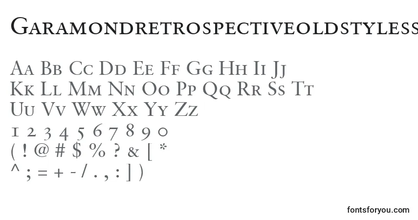 Шрифт GaramondretrospectiveoldstylessismallcapsMedium – алфавит, цифры, специальные символы