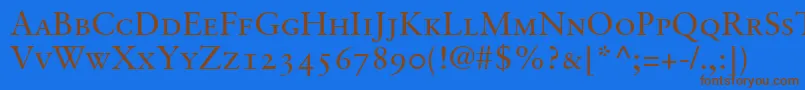 GaramondretrospectiveoldstylessismallcapsMedium Font – Brown Fonts on Blue Background